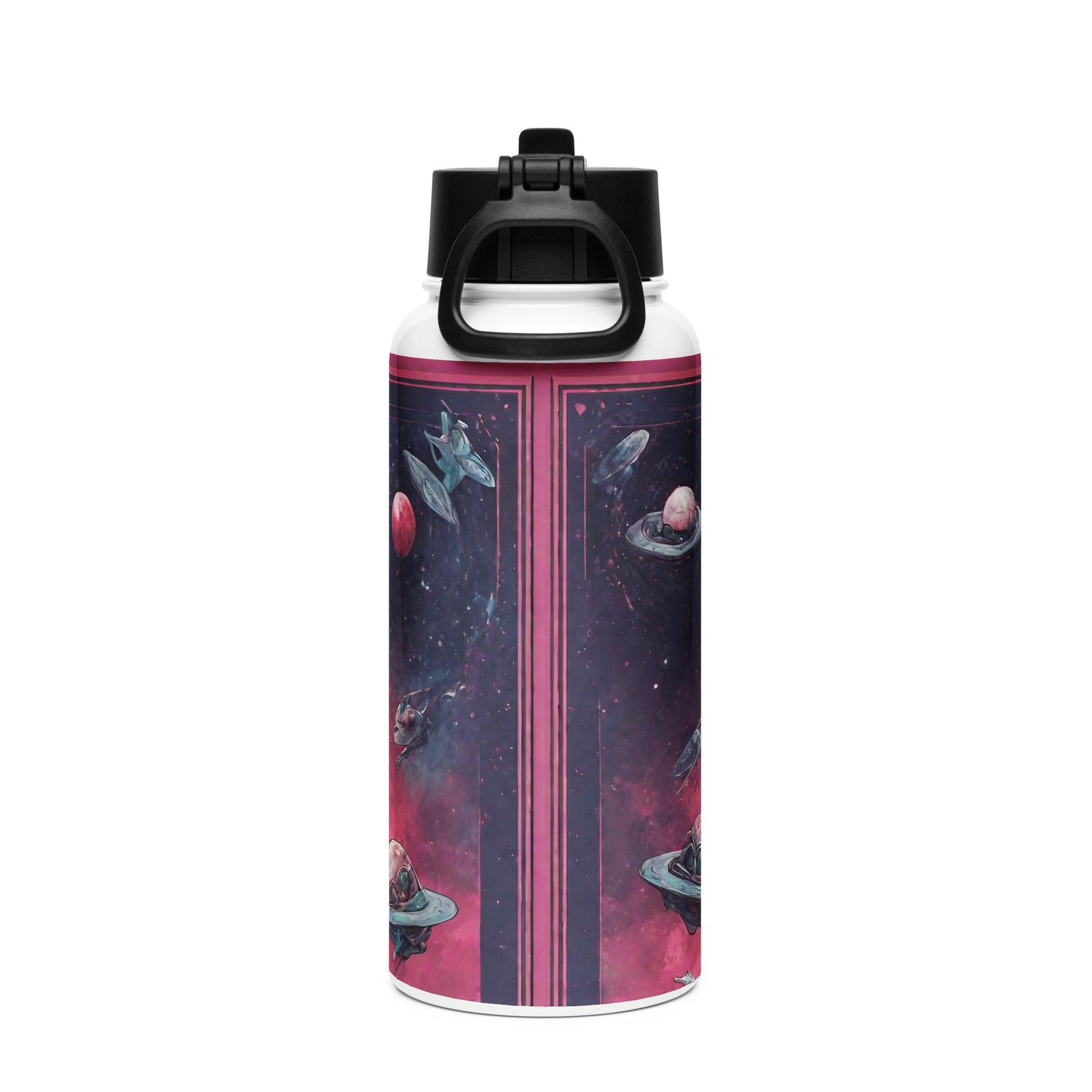 Stainless steel water bottle with a straw lid