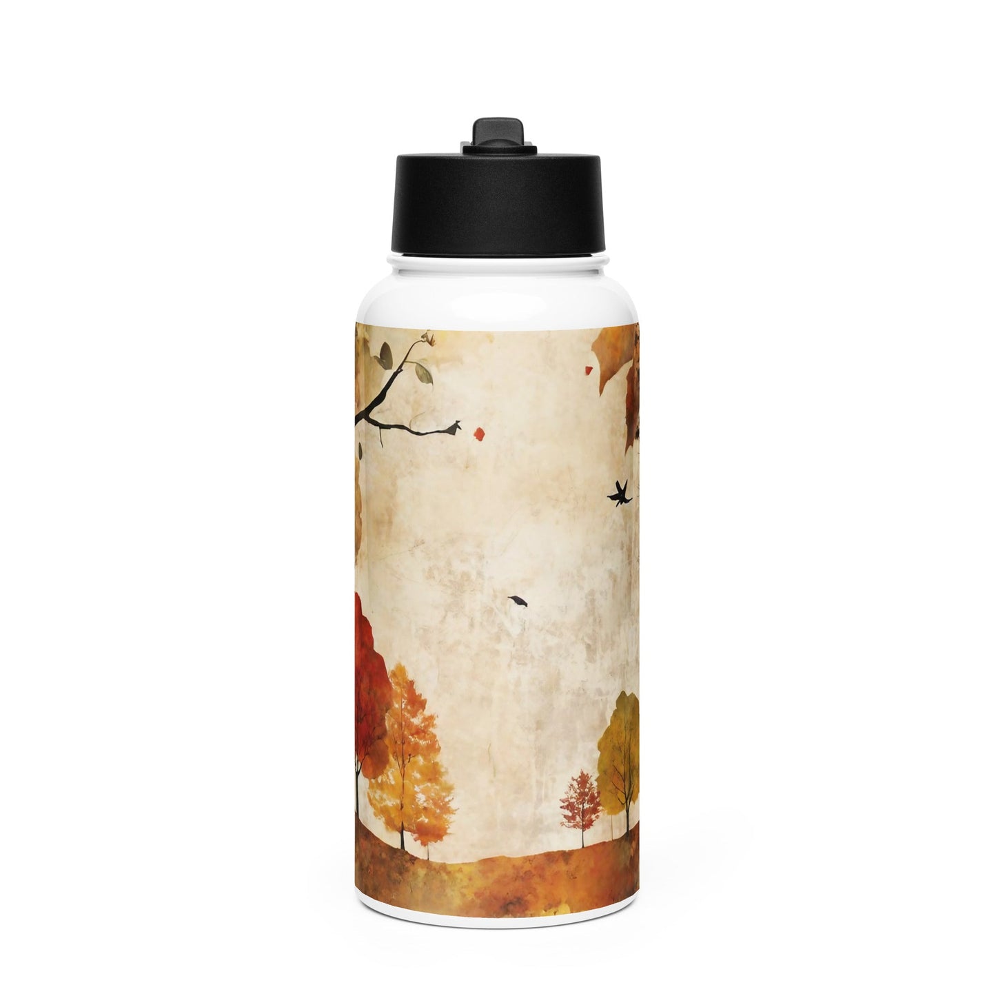 Stainless steel water bottle with a straw lid