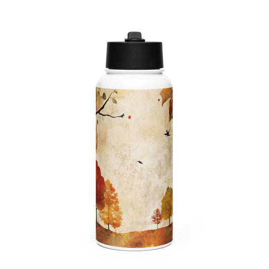 Stainless steel water bottle with a straw lid