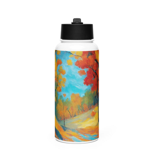 Stainless steel water bottle with a straw lid