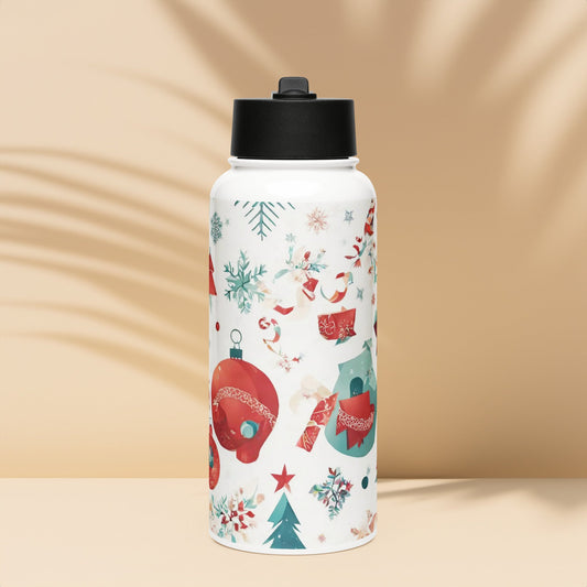 Stainless steel water bottle with a straw lid