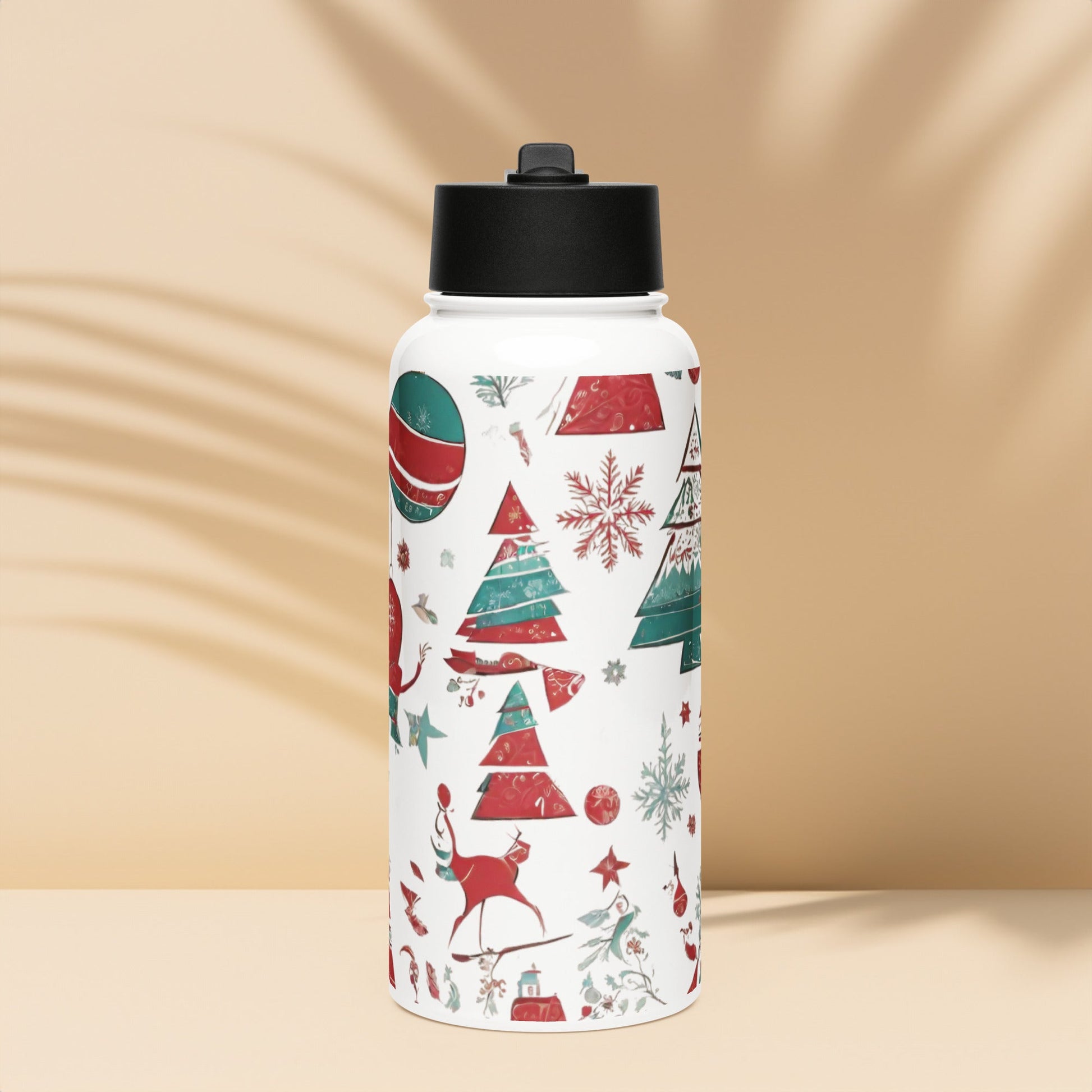 Stainless steel water bottle with a straw lid