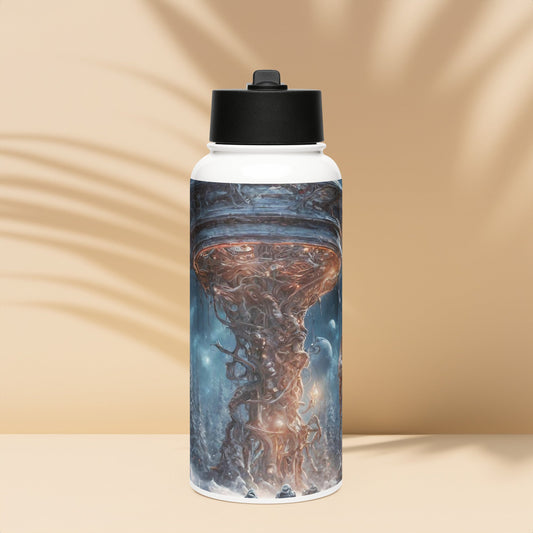 Stainless steel water bottle with a straw lid
