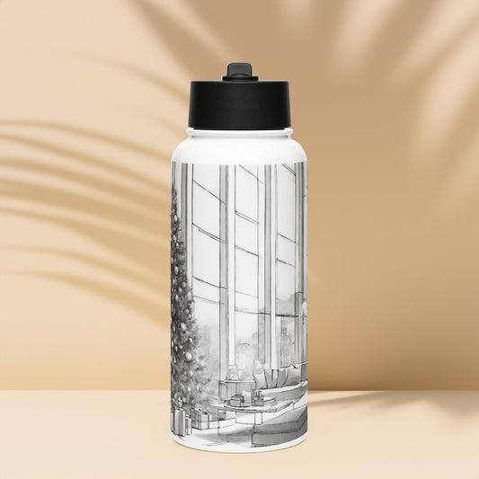 Stainless steel water bottle with a straw lid