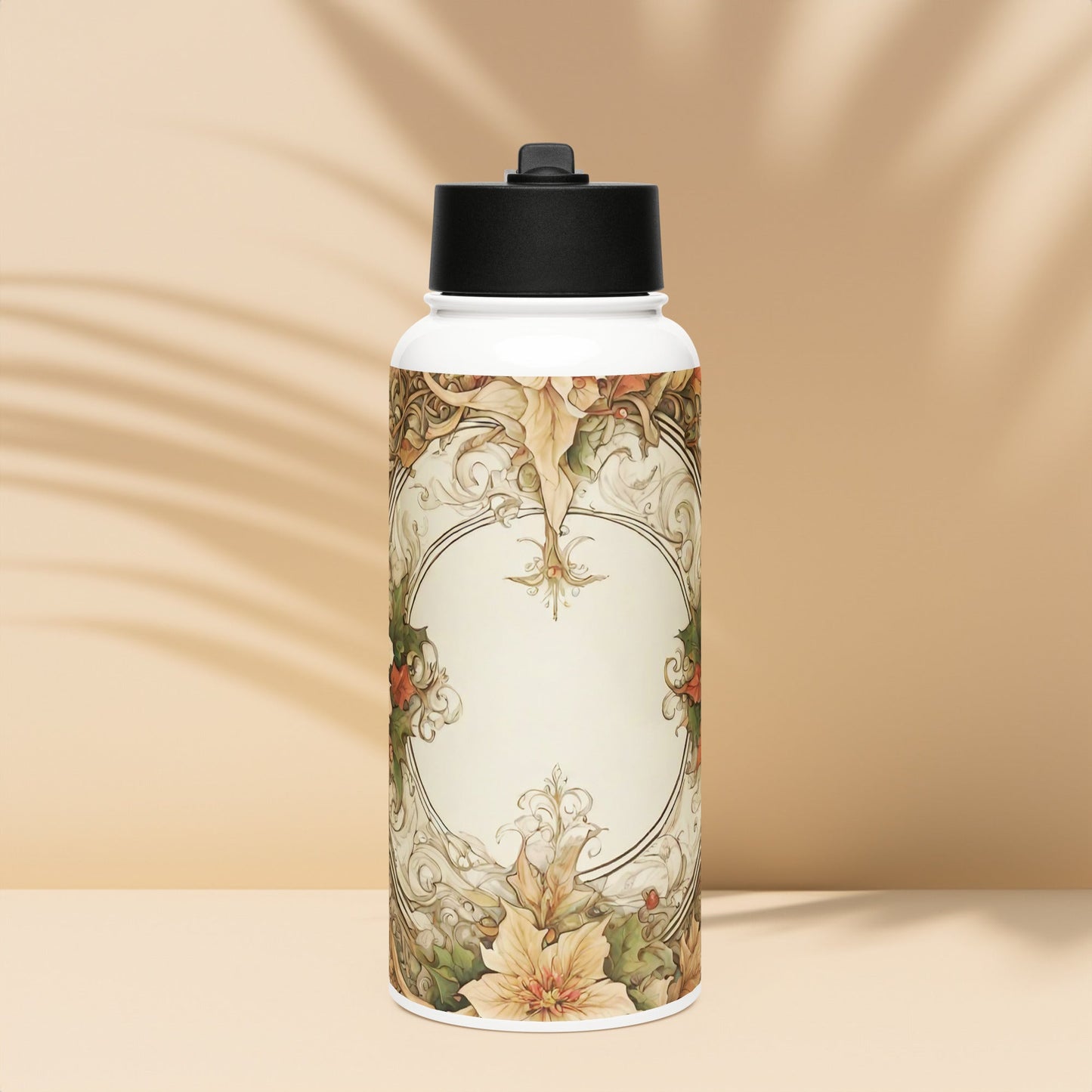 Stainless steel water bottle with a straw lid