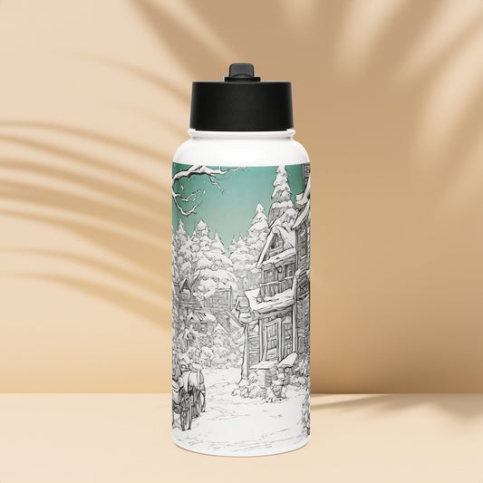 Stainless steel water bottle with a straw lid