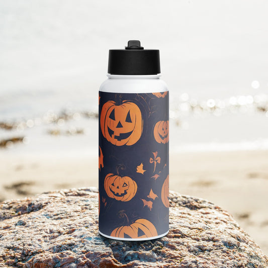 Stainless steel water bottle with a straw lid