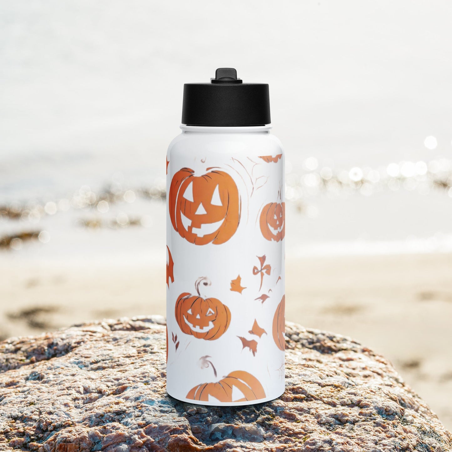 Stainless steel water bottle with a straw lid