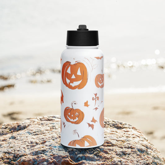 Stainless steel water bottle with a straw lid