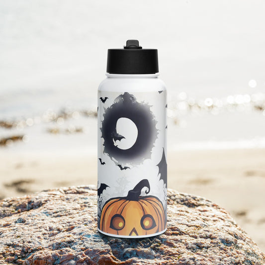 Stainless steel water bottle with a straw lid