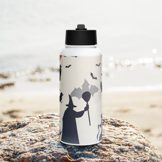 Stainless steel water bottle with a straw lid