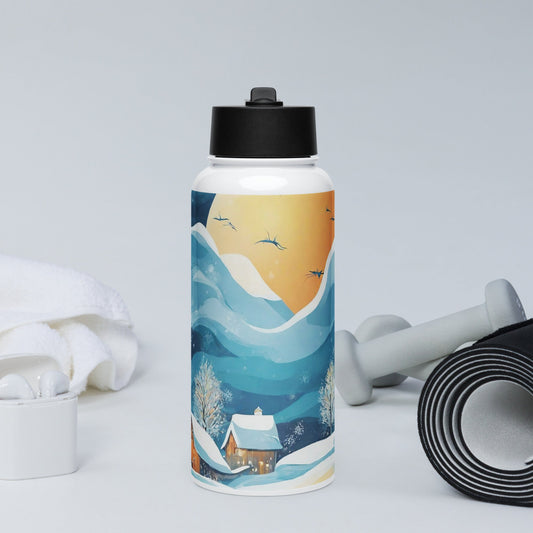 Stainless steel water bottle with a straw lid