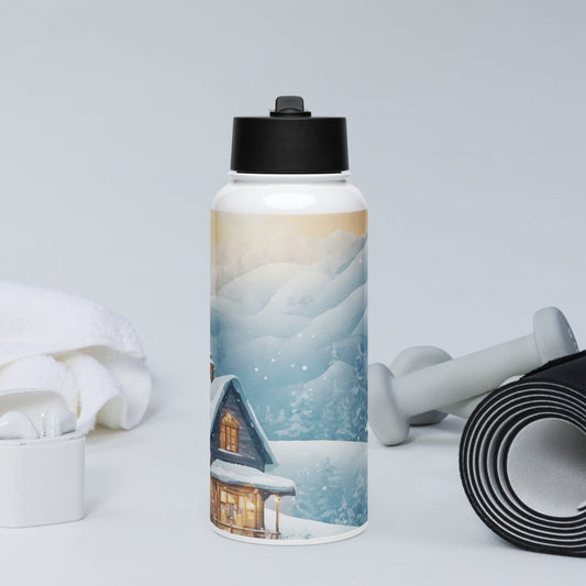 Stainless steel water bottle with a straw lid