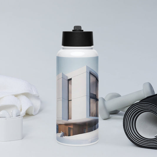 Stainless steel water bottle with a straw lid
