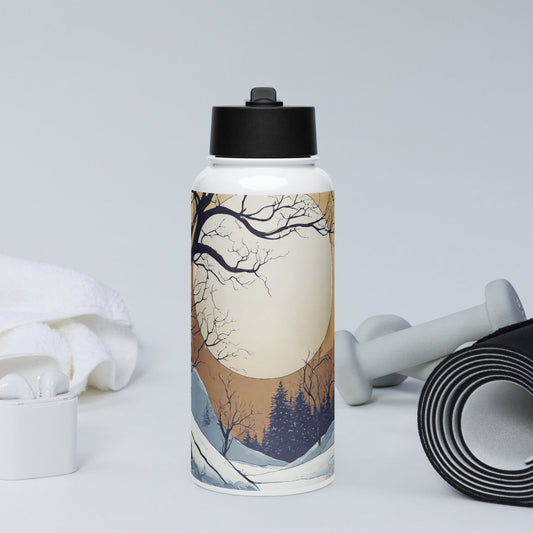 Stainless steel water bottle with a straw lid