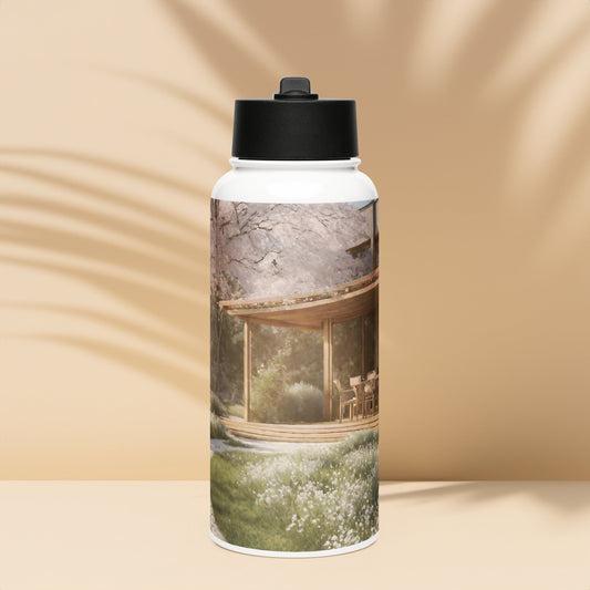 Stainless steel water bottle with a straw lid