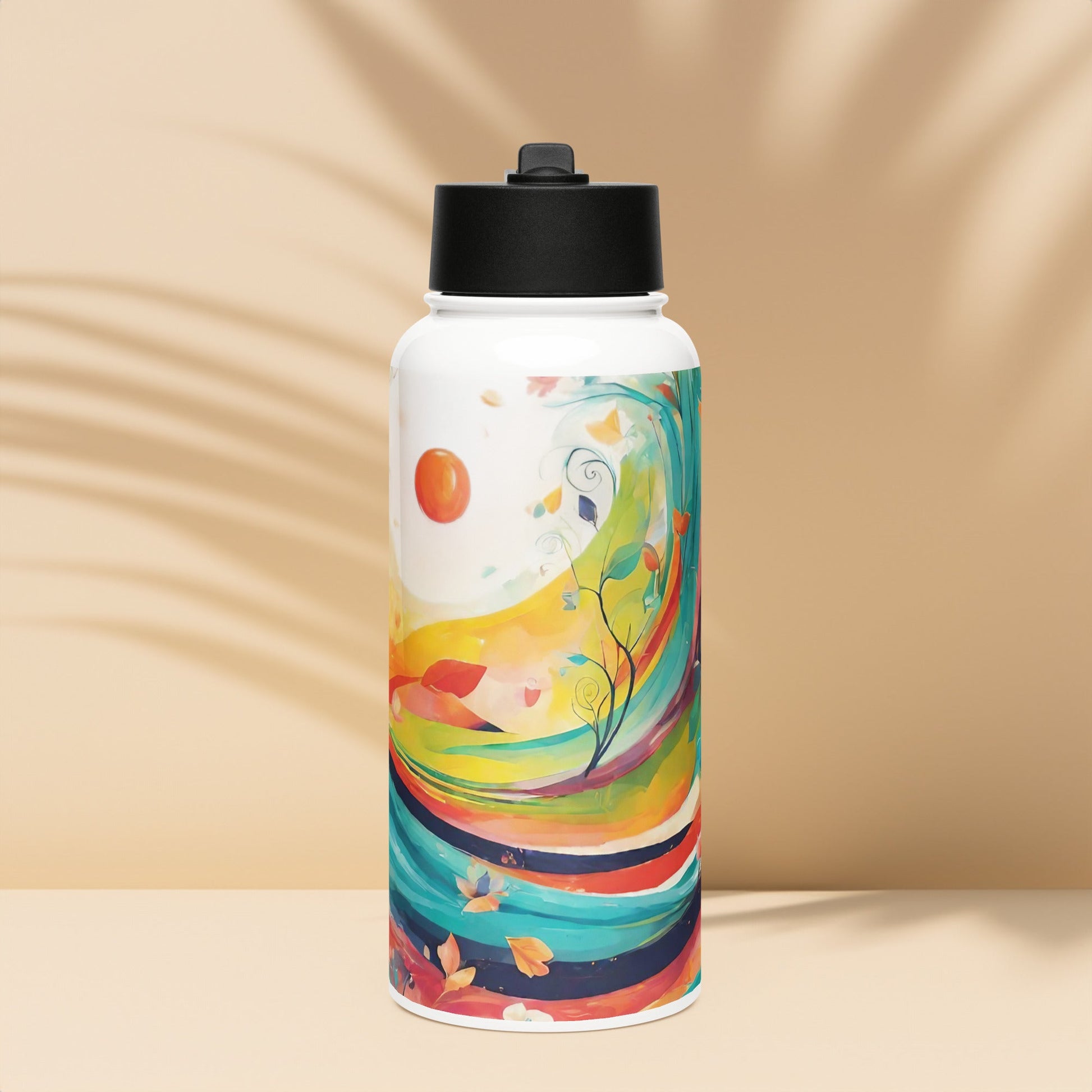 Stainless steel water bottle with a straw lid