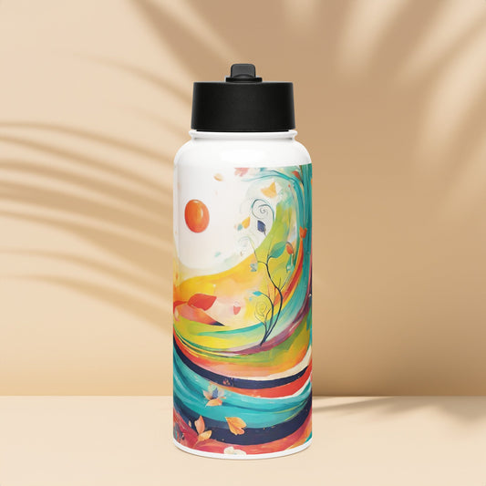 Stainless steel water bottle with a straw lid