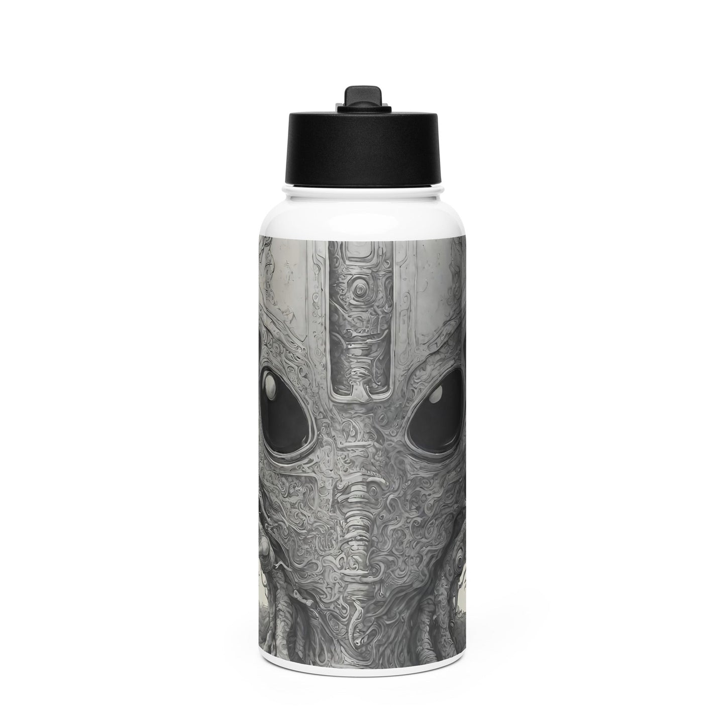Stainless steel water bottle with a straw lid
