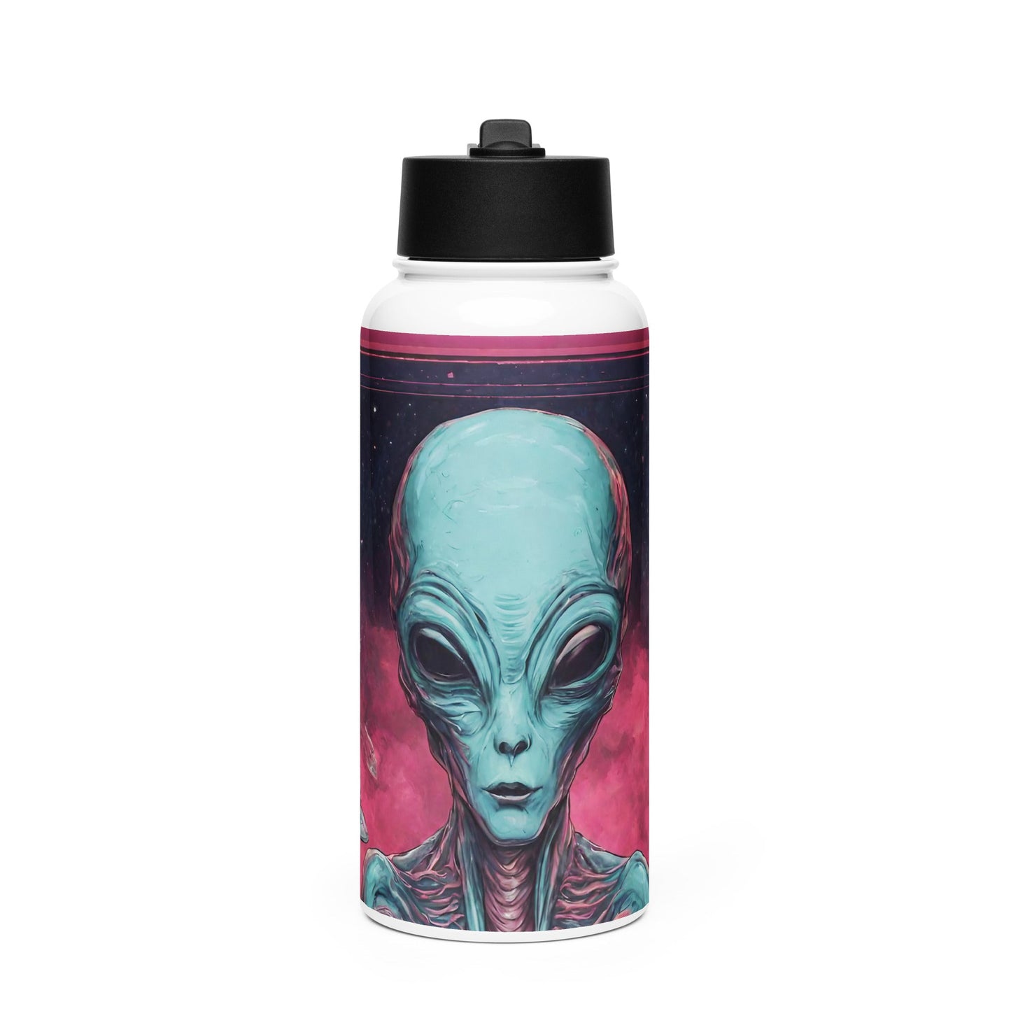 Stainless steel water bottle with a straw lid