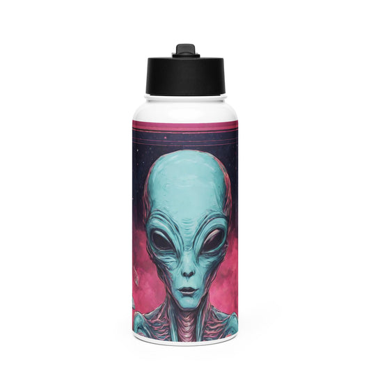 Stainless steel water bottle with a straw lid