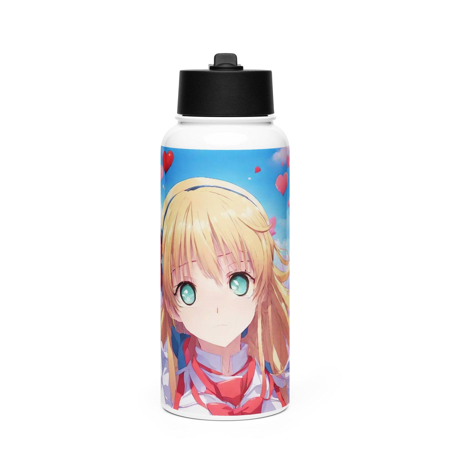 Stainless steel water bottle with a straw lid