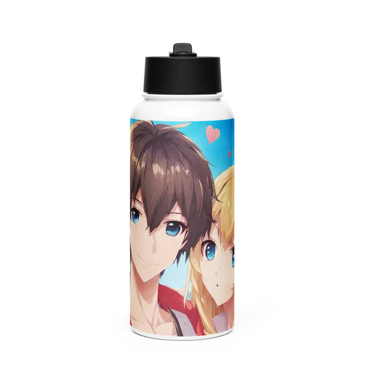 Stainless steel water bottle with a straw lid
