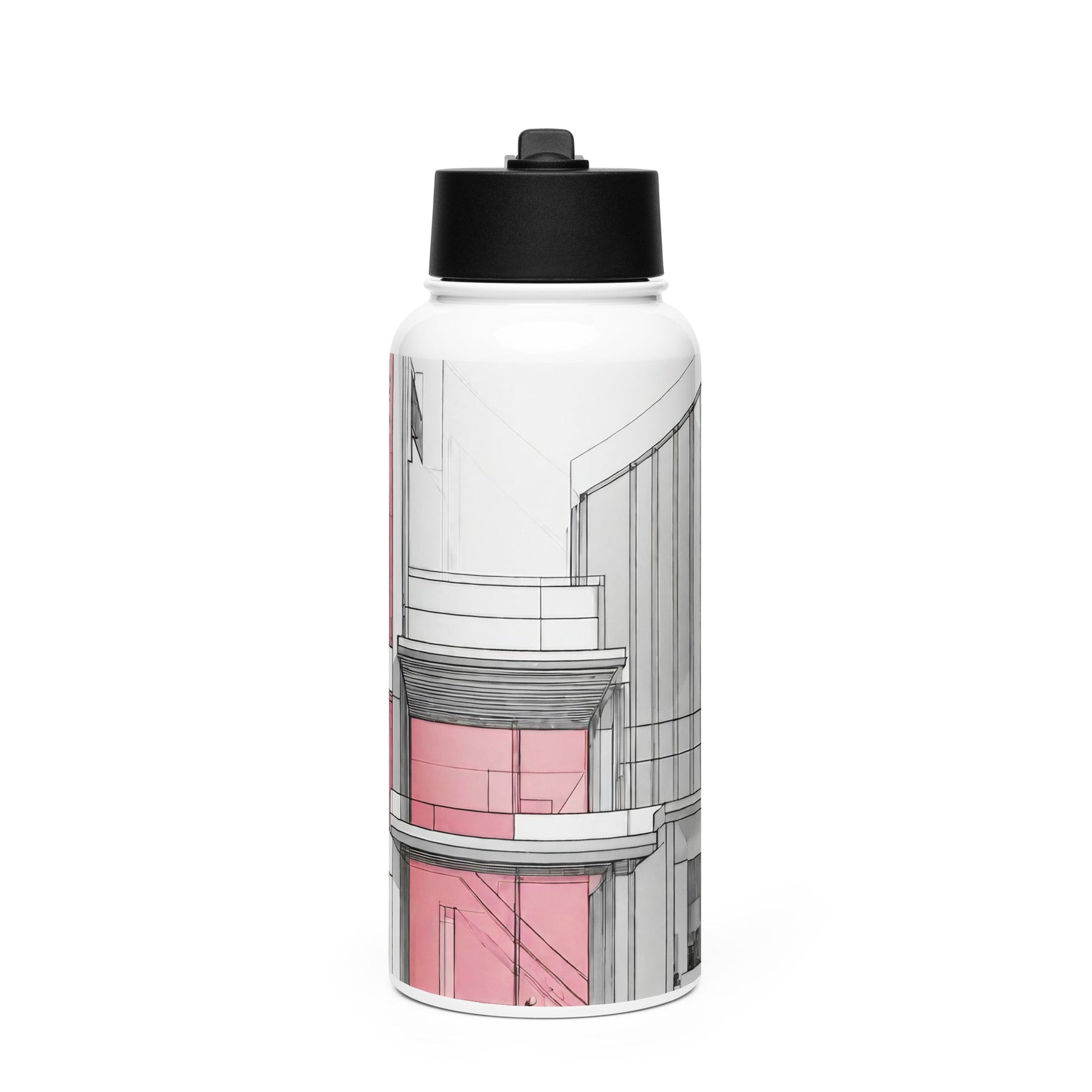 Stainless steel water bottle with a straw lid