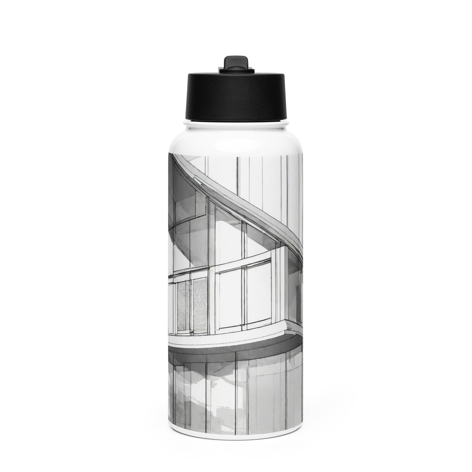 Stainless steel water bottle with a straw lid