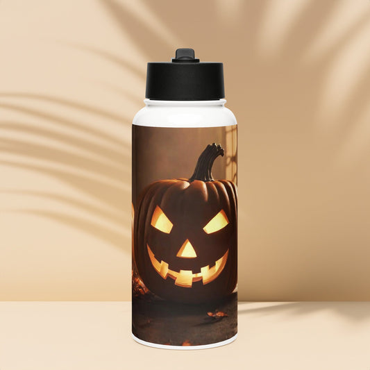 Stainless steel water bottle with a straw lid