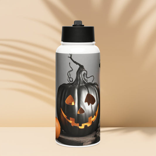 Stainless steel water bottle with a straw lid