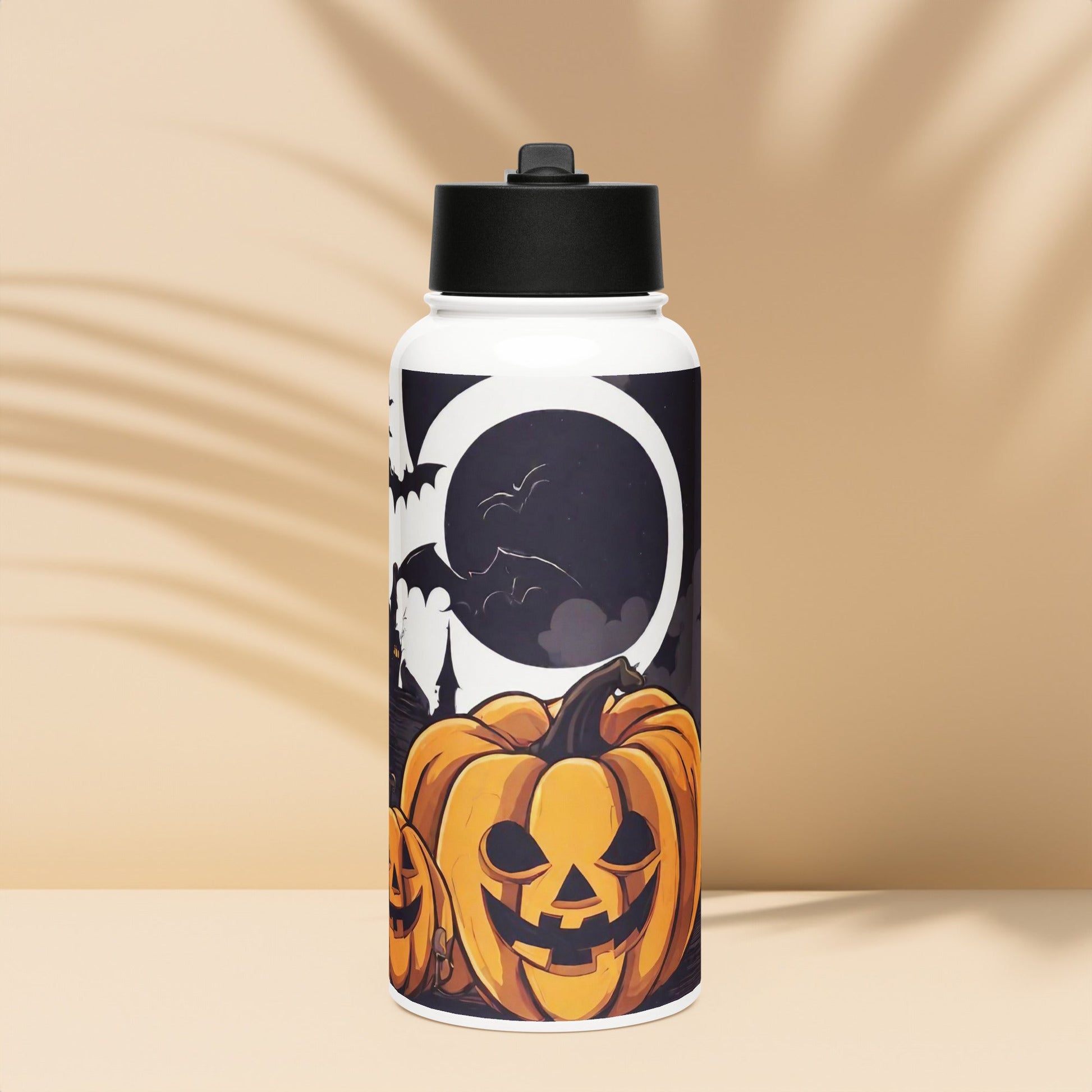 Stainless steel water bottle with a straw lid