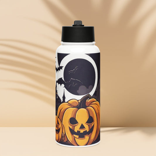 Stainless steel water bottle with a straw lid