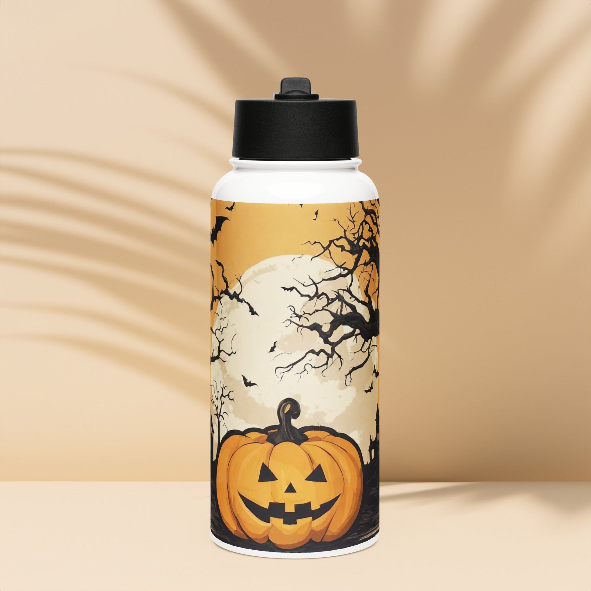 Stainless steel water bottle with a straw lid