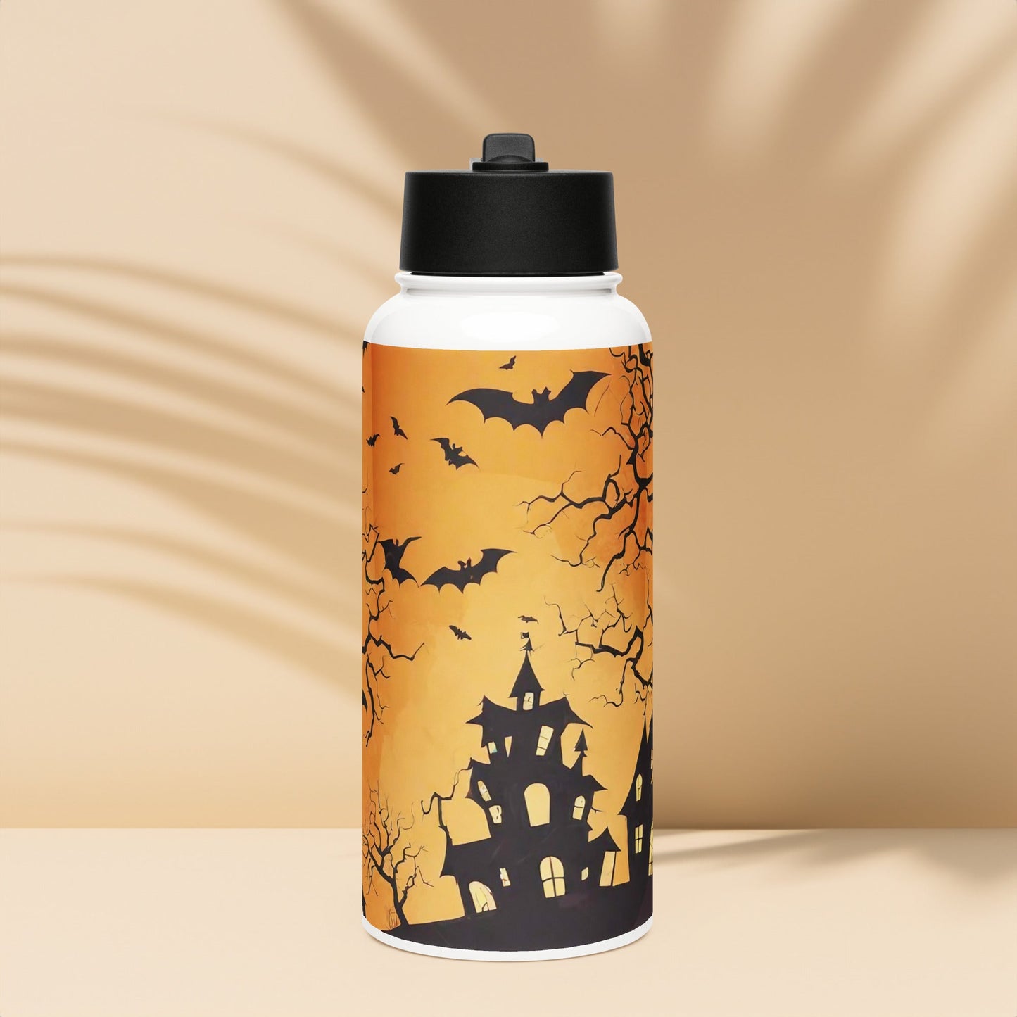 Stainless steel water bottle with a straw lid