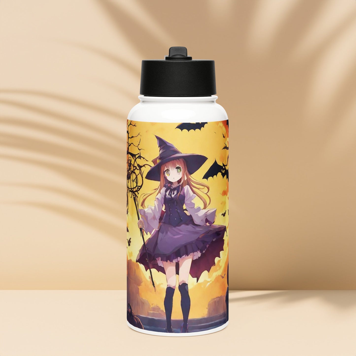 Stainless steel water bottle with a straw lid