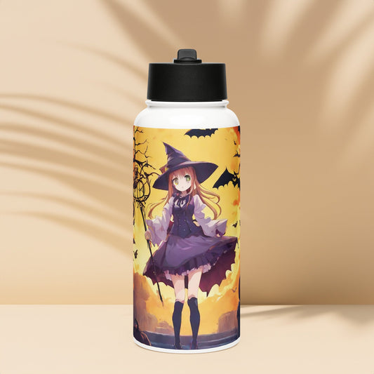 Stainless steel water bottle with a straw lid