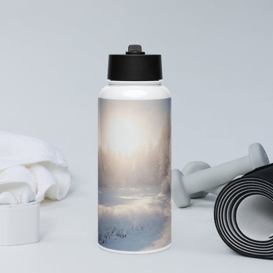 Stainless steel water bottle with a straw lid