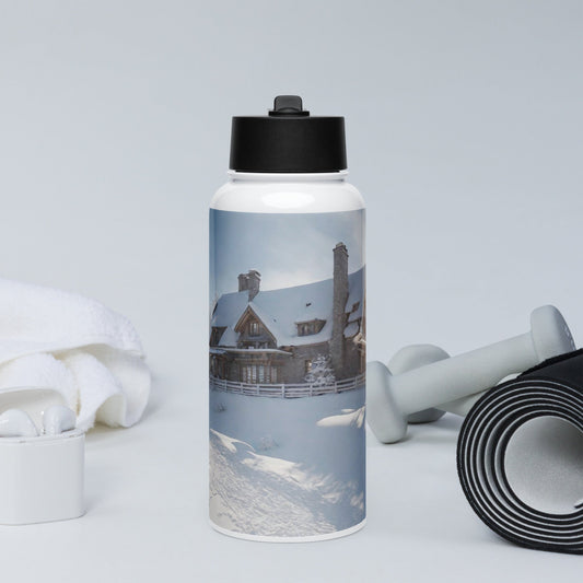 Stainless steel water bottle with a straw lid