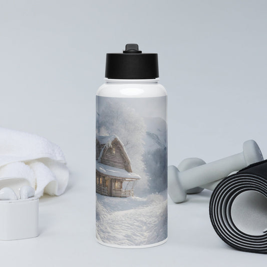 Stainless steel water bottle with a straw lid
