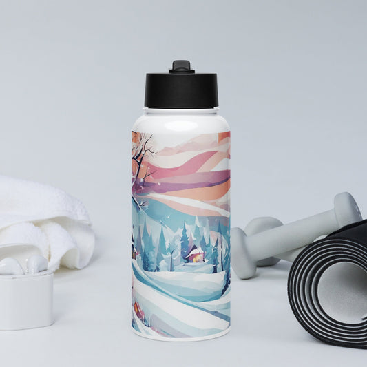 Stainless steel water bottle with a straw lid