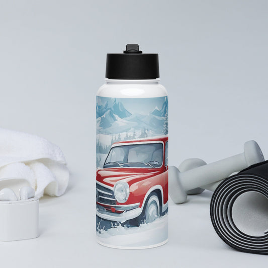 Stainless steel water bottle with a straw lid