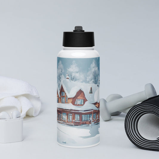 Stainless steel water bottle with a straw lid