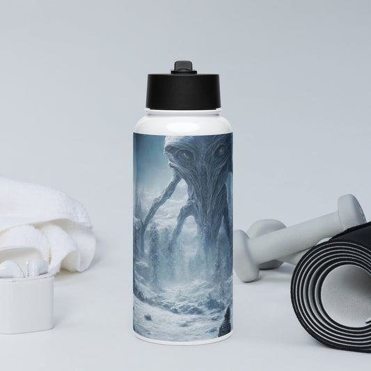 Stainless steel water bottle with a straw lid