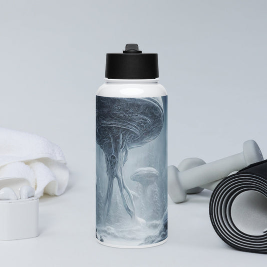 Stainless steel water bottle with a straw lid