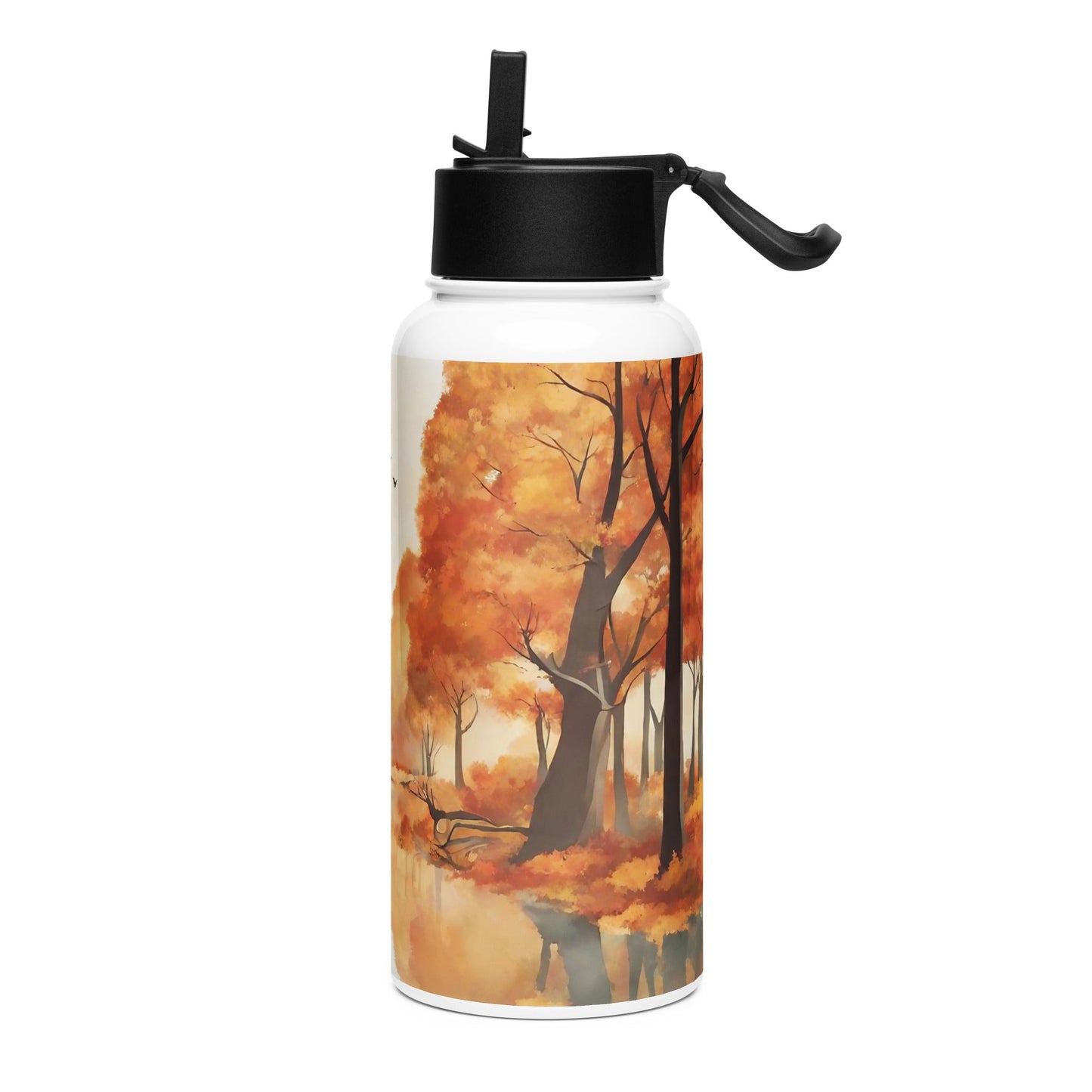 Stainless steel water bottle with a straw lid