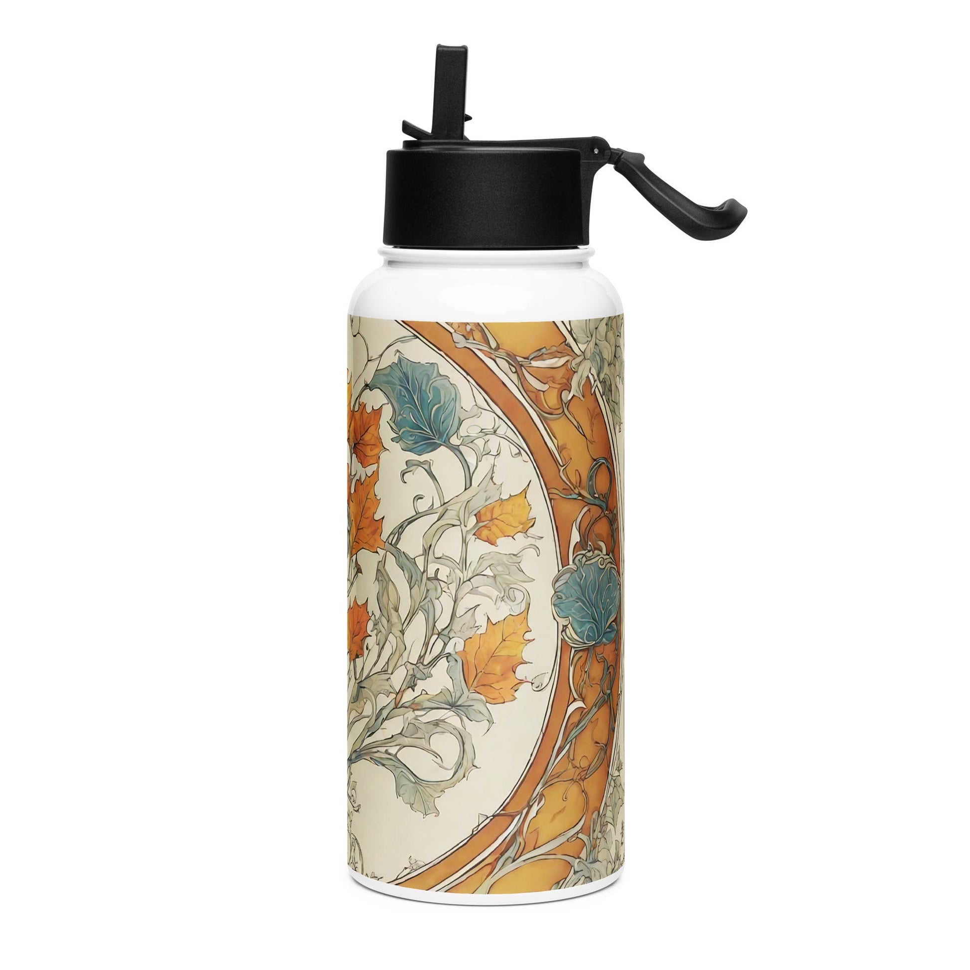 Stainless steel water bottle with a straw lid