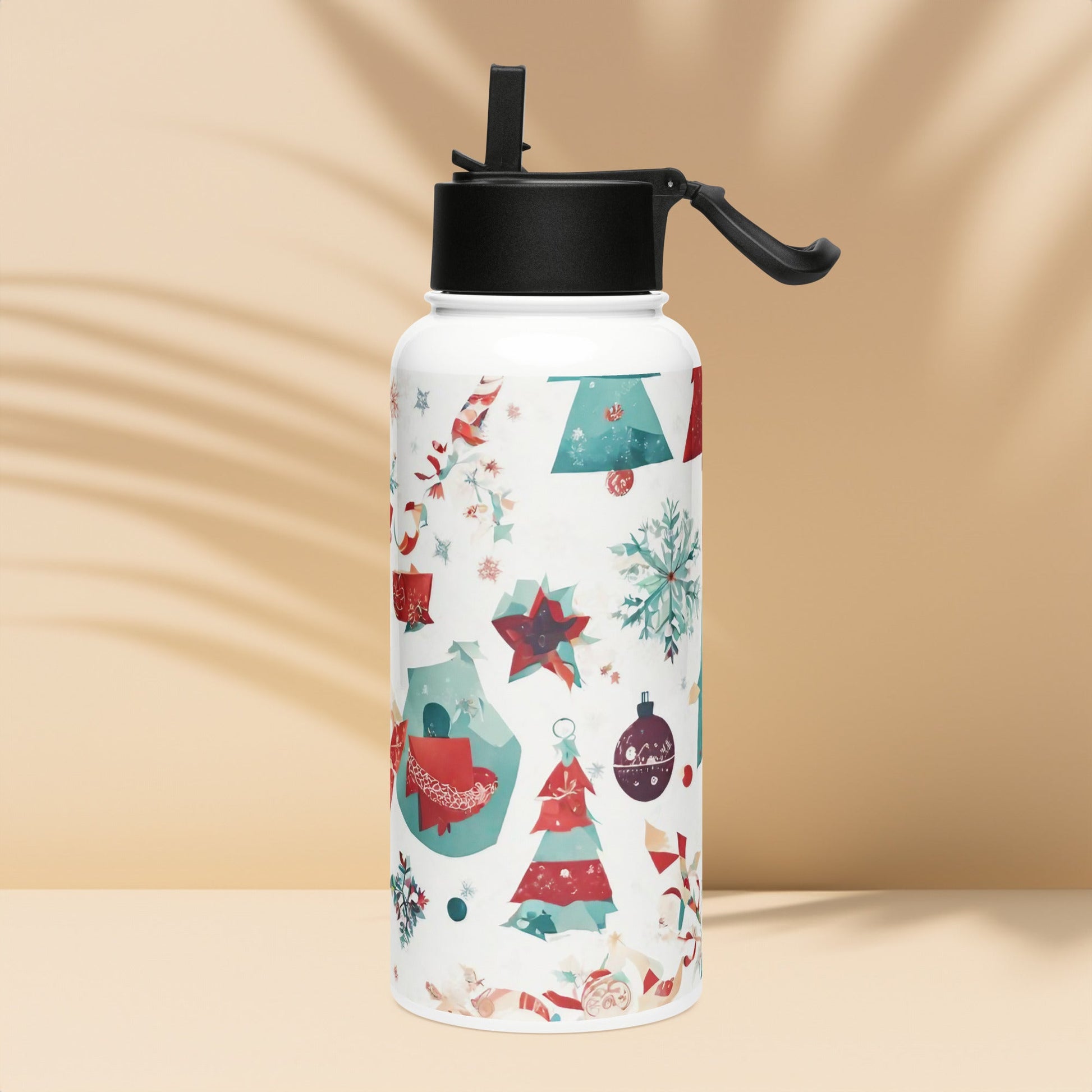 Stainless steel water bottle with a straw lid