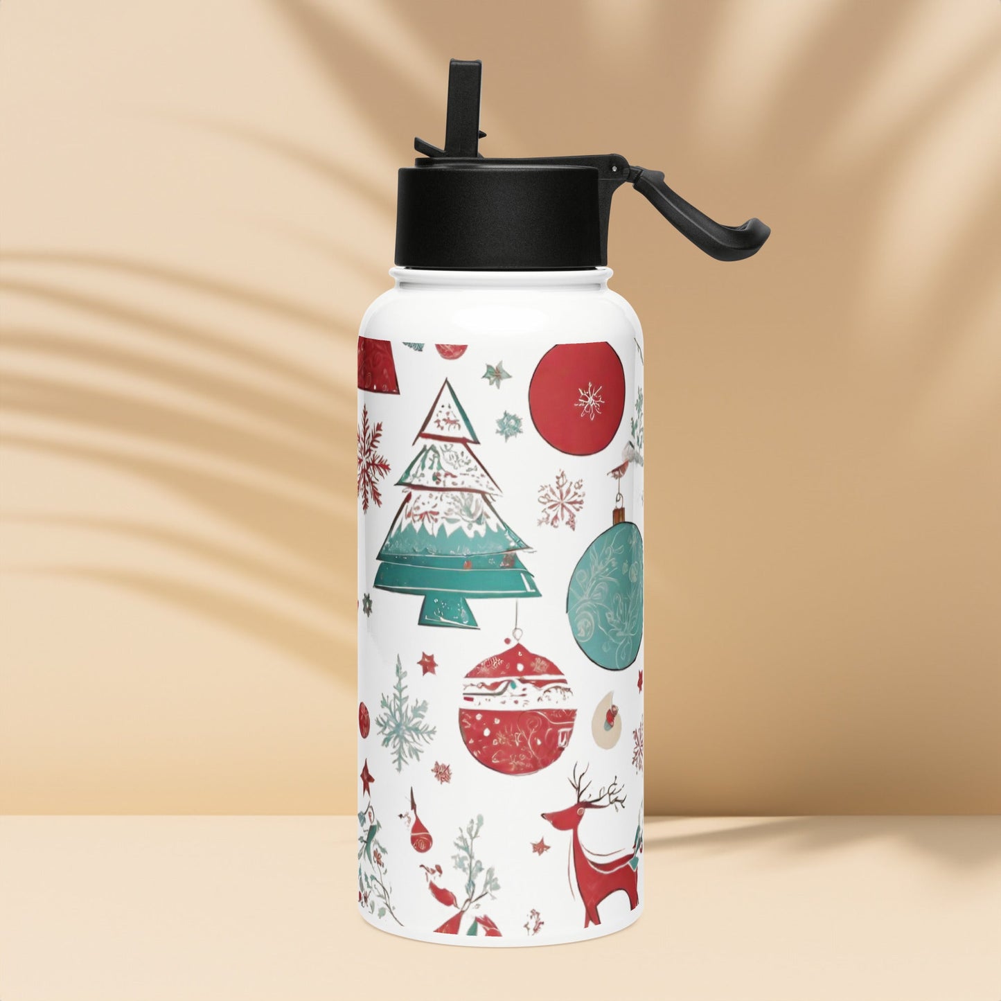 Stainless steel water bottle with a straw lid