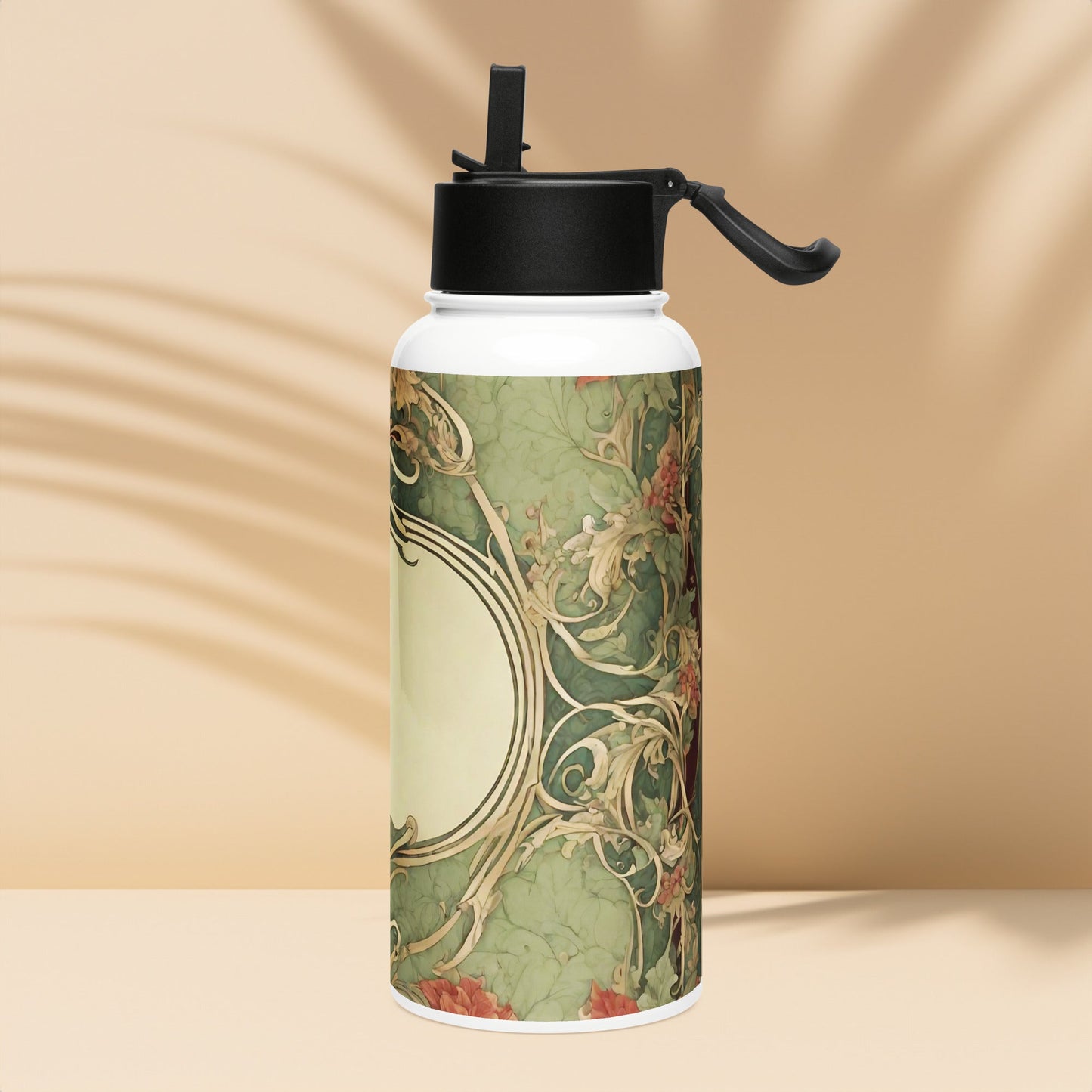 Stainless steel water bottle with a straw lid